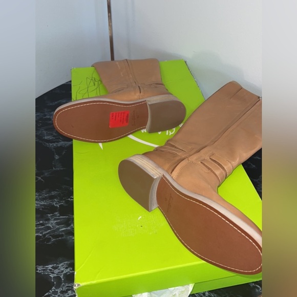 Sam Edelman Freda Tall Leather Riding Boots Tan Size 8.5 Moto Biker Buckles NEW - Picture 13 of 16